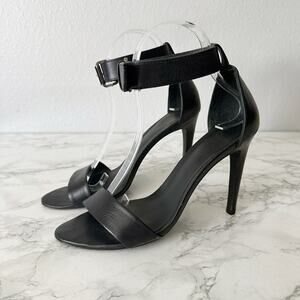 Tibi Black Leather Ankle Cuff Strap Sandal Heel AMBER Women’s EU Size 38.5